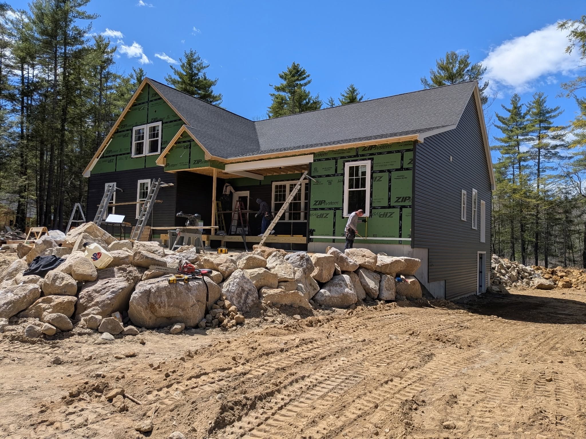 Exterior of a Mont Vernon New Hampshire new construction insulation project