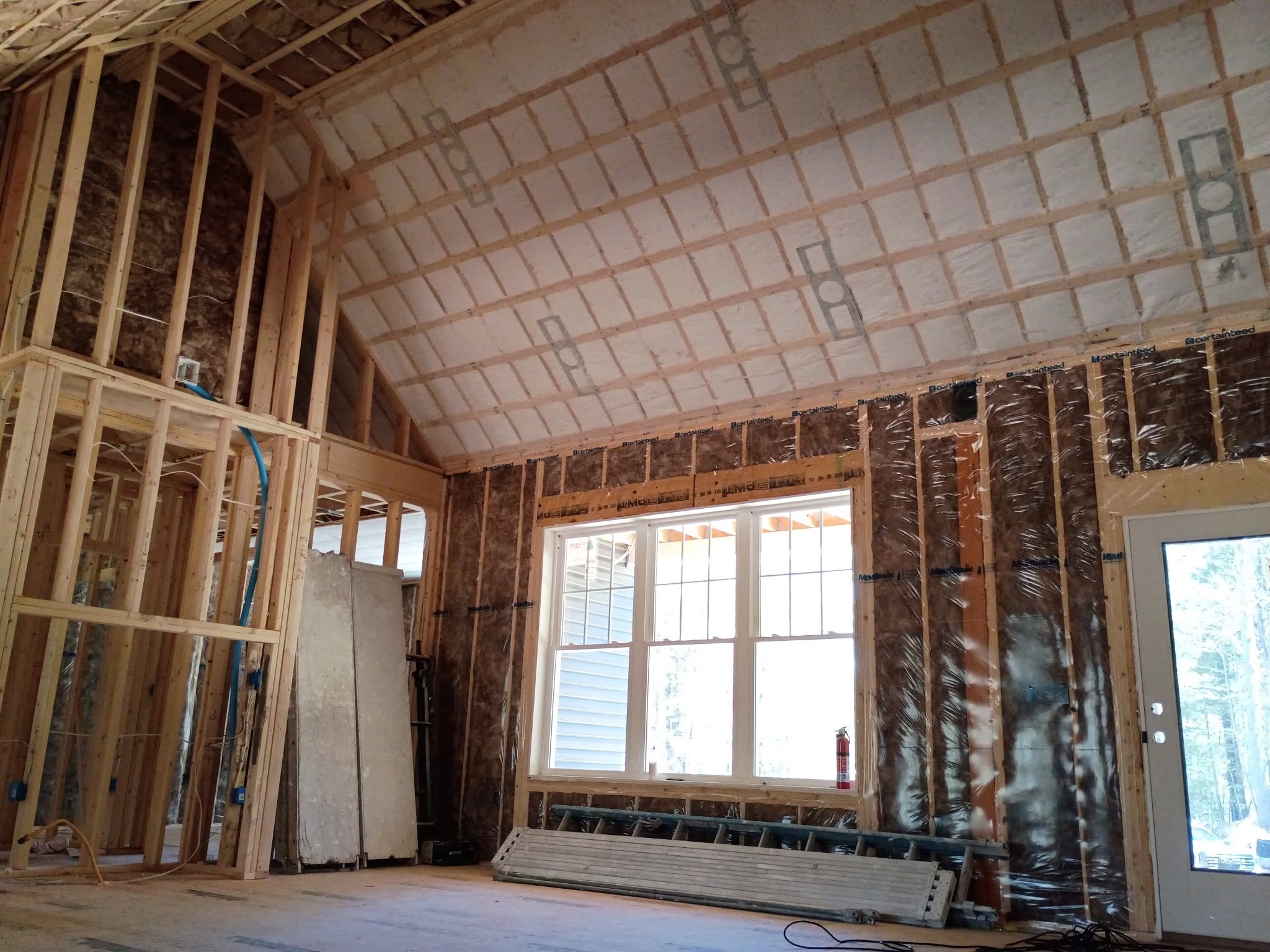 High ceiling insulation and vapor barrier detail in Mont Vernon New Hampshire