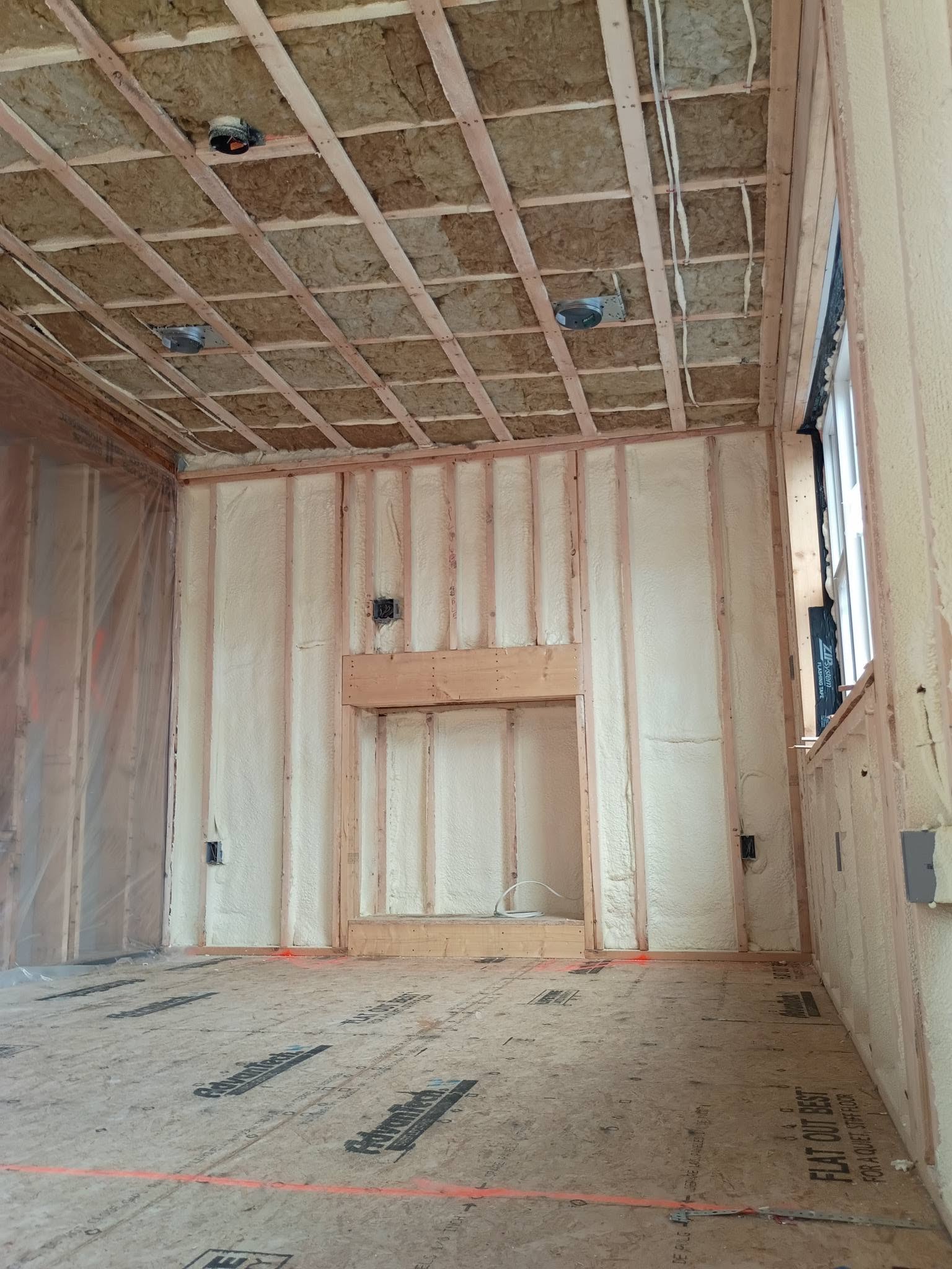 Spray foam wall insulation installed in a Salisbury Beach Massachusetts project
